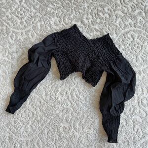 Zara Black off the shoulder crop top, size:small